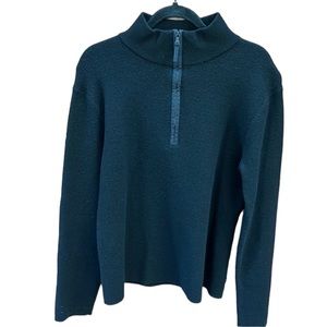 Banana Republic Extra Fine Merino Wool Blend1/4 Zip Mock Neck Blk Sweater Size M